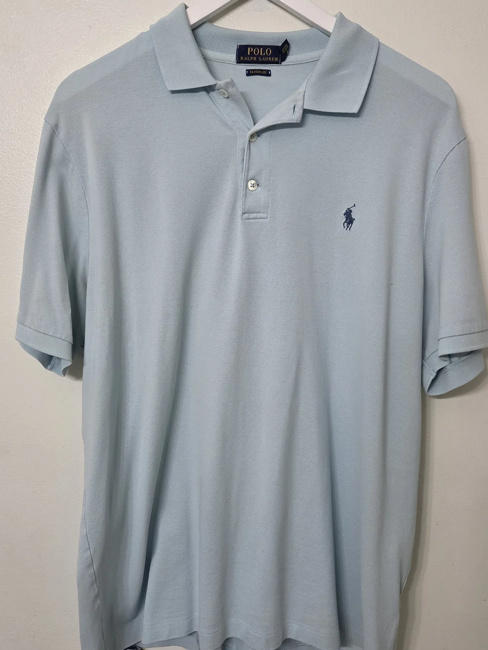 Polo by Ralph Lauren Men's Light Blue Classic Polo Shirt Large